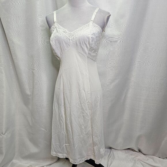 Sears Vintage White It Doesn't Slip Anti-Cling Midi Slip Size 36 - Picture 2 of 8